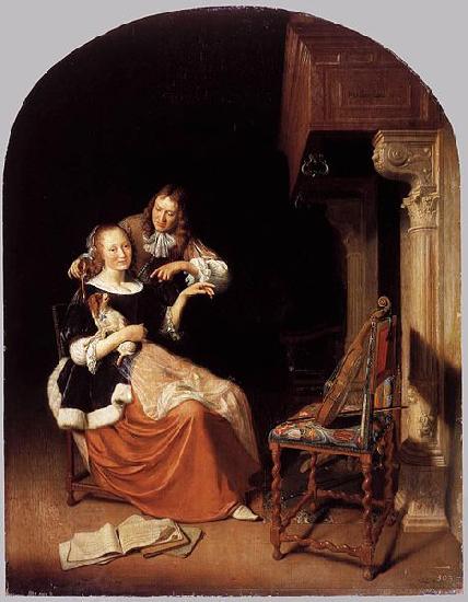 Pieter Cornelisz. van Slingelandt Lady with a Pet Dog China oil painting art